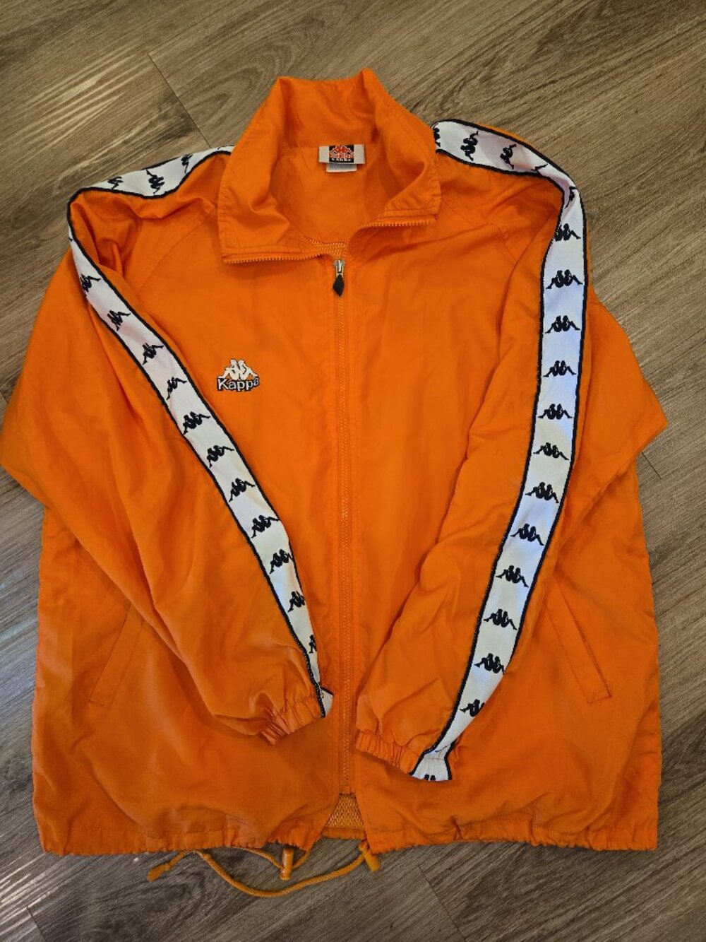 Vintage Kappa Windbreaker Hooded Orange Oversize Track Jacket